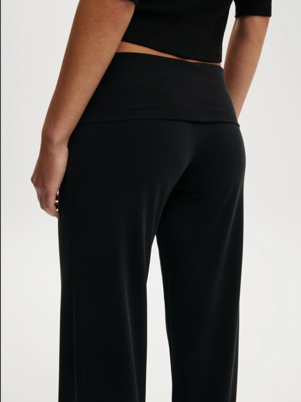 Free Haven Black Wide Leg Yoga Pants Women’s XL Foldover Waist NWT Cotton